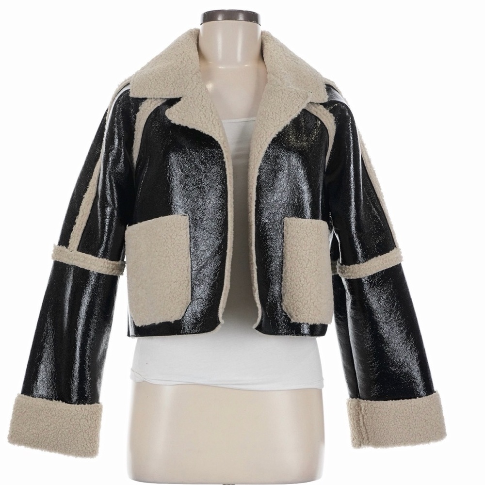 Steve Madden Black and Cream Teddy Jacket